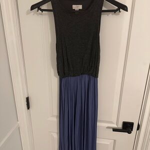 LOFT Sleeveless Charcoal and Periwinkle Maxi Dress
